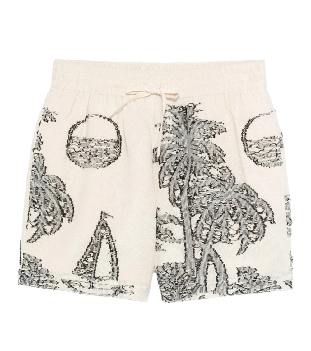 Beige Printed Swim Shorts 1