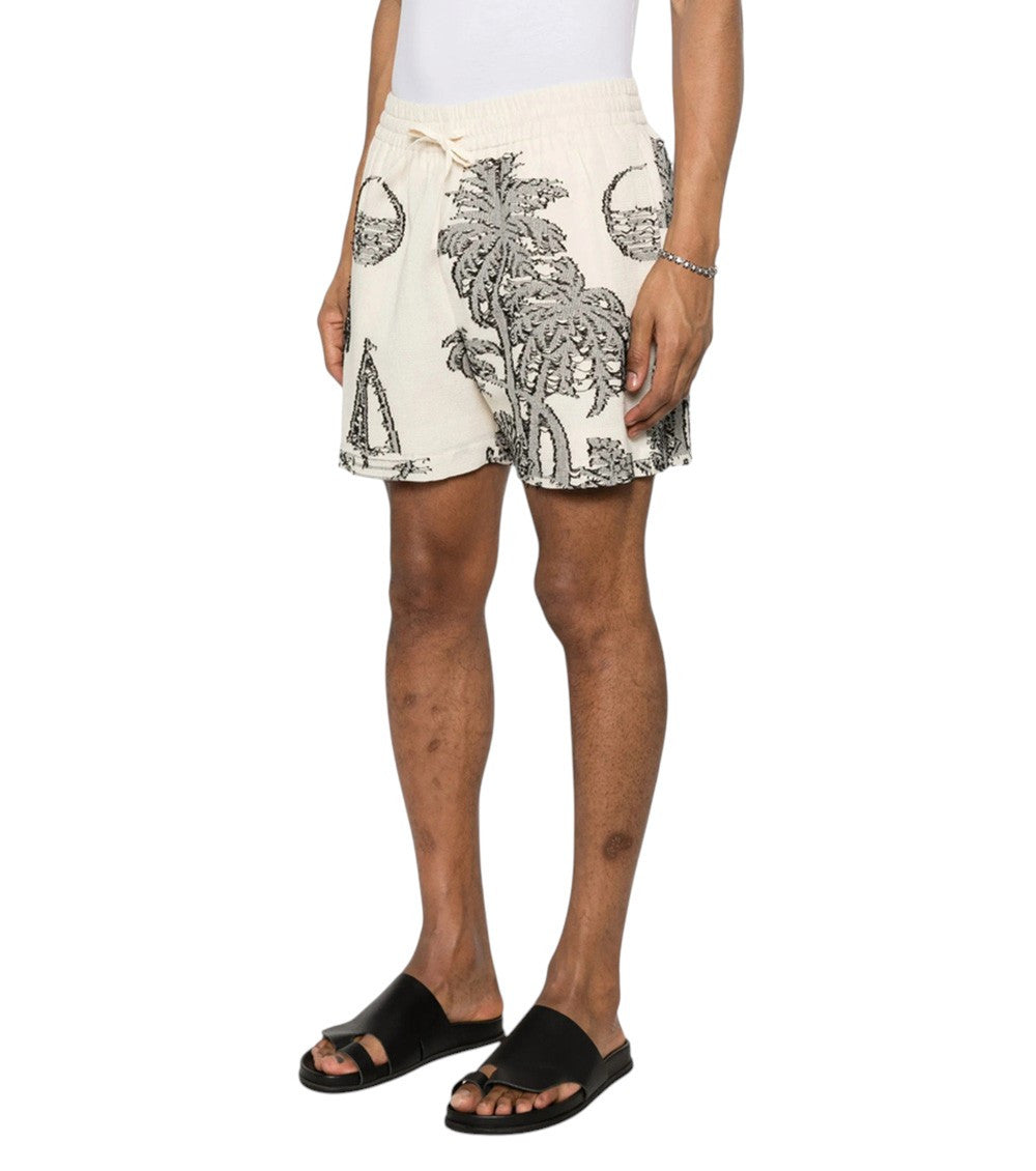Beige Printed Swim Shorts 2