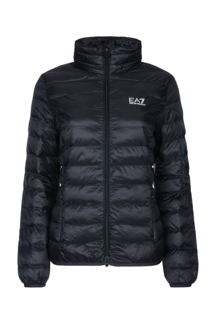 Black Quilted Mock Collar Jacket 1