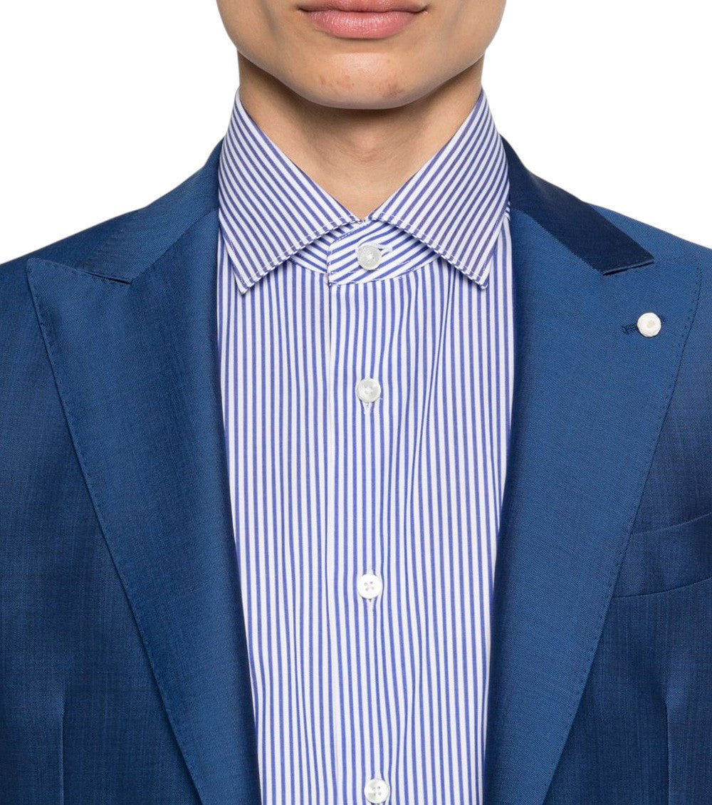 Navy Blue Notched Lapel Suit 3