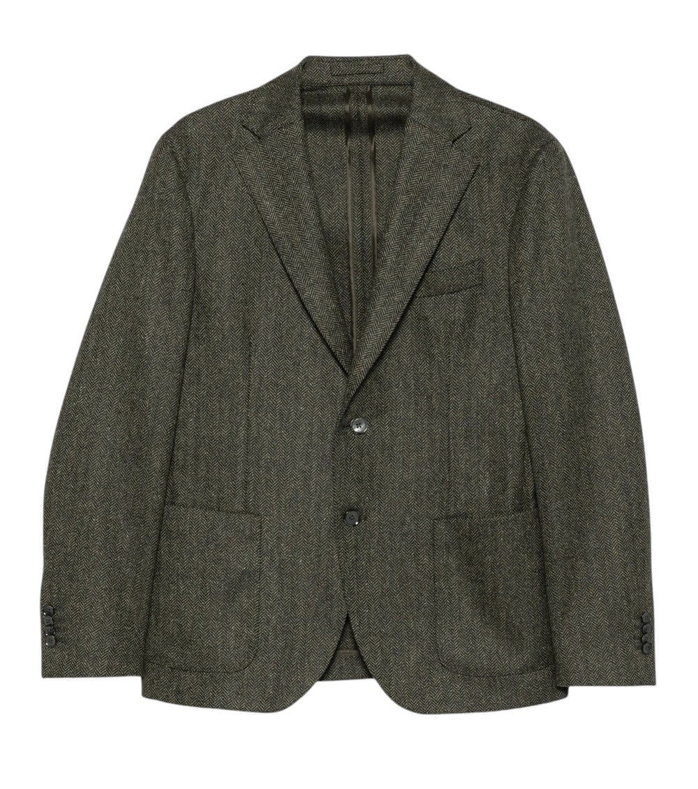Green Notched Lapel Blazer 1