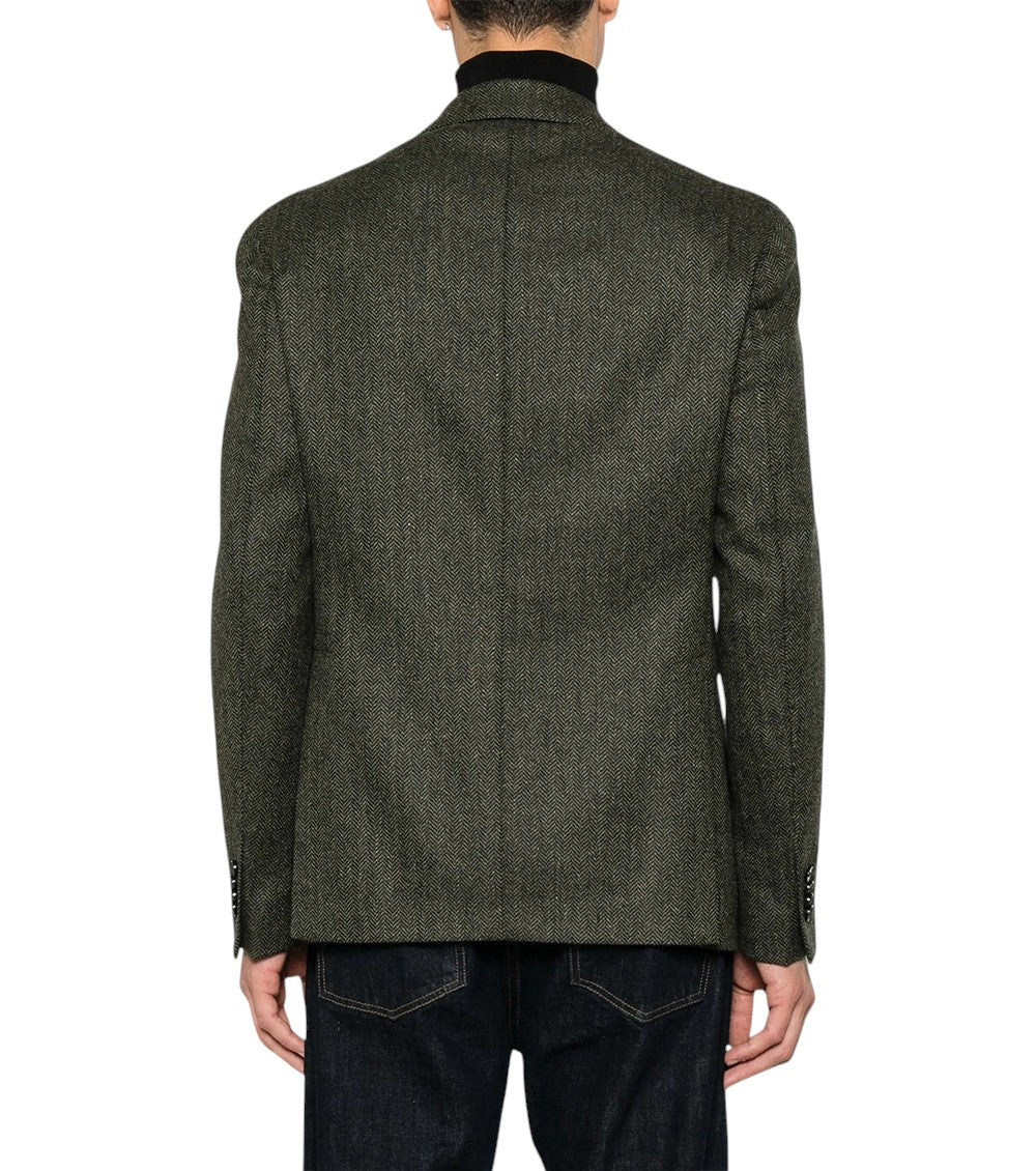Green Notched Lapel Blazer 3