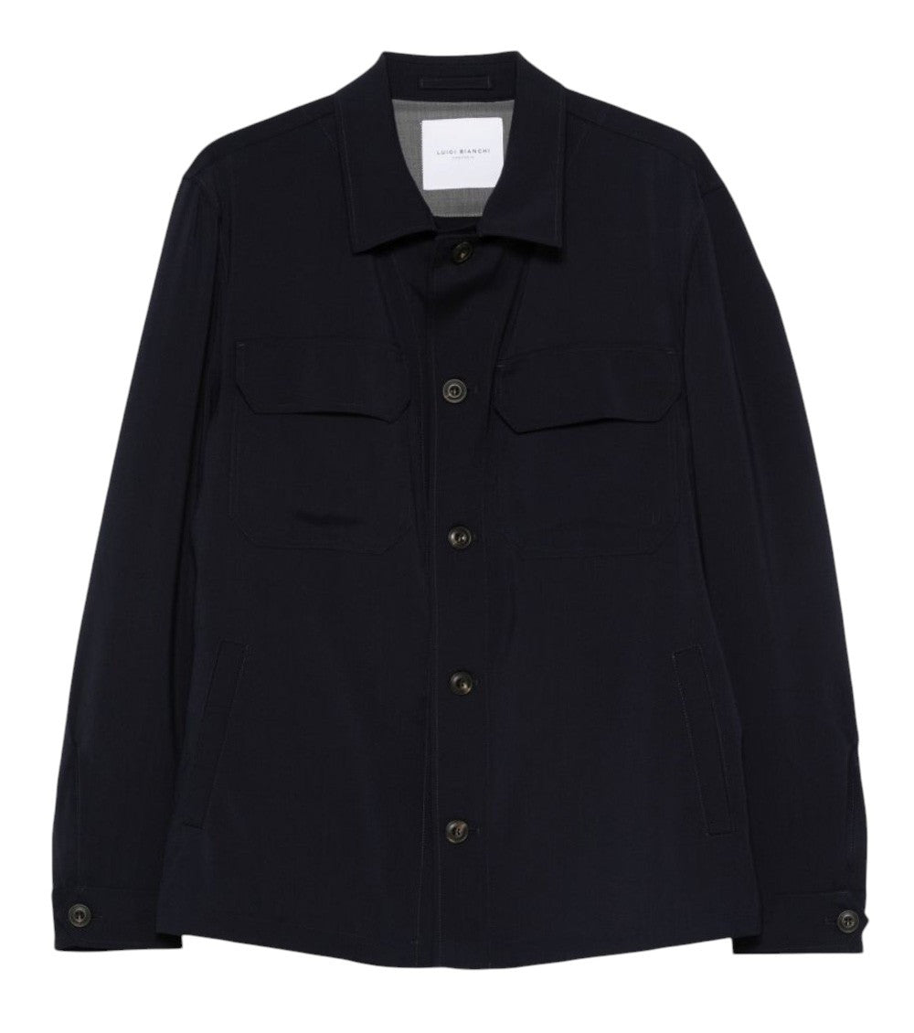 Dark Blue Solid Shirt Jacket 1