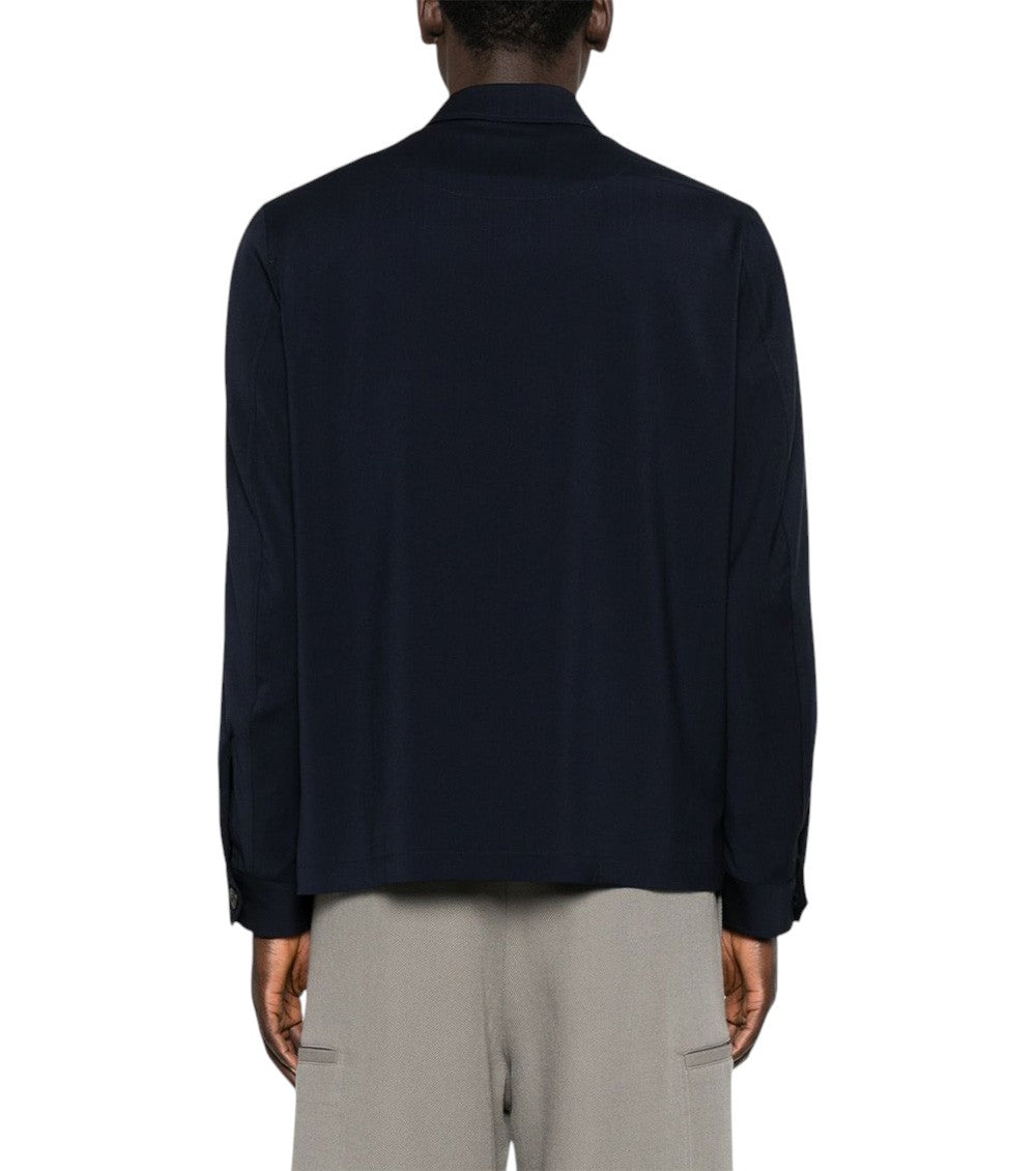 Dark Blue Solid Shirt Jacket 3