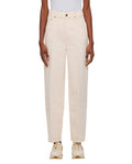 White Tapered High Rise Jeans 1