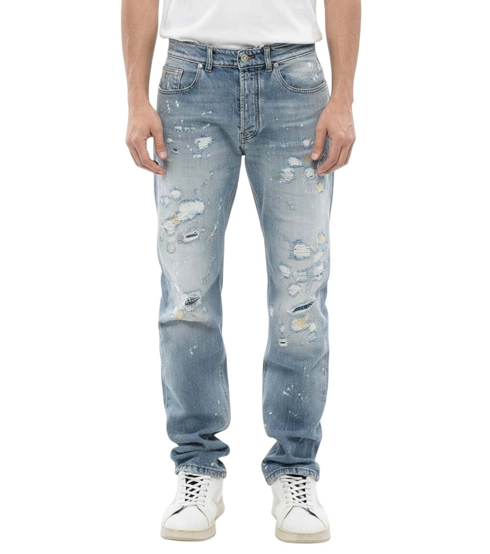 Blue Regular Distressed Jeans 1