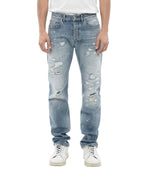 Blue Regular Distressed Jeans 1