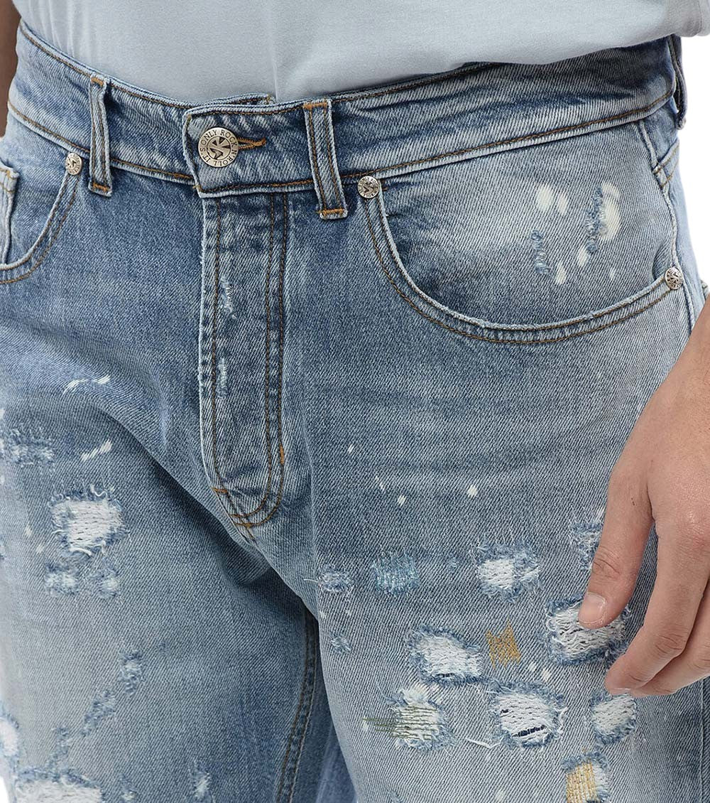 Blue Regular Distressed Jeans 3