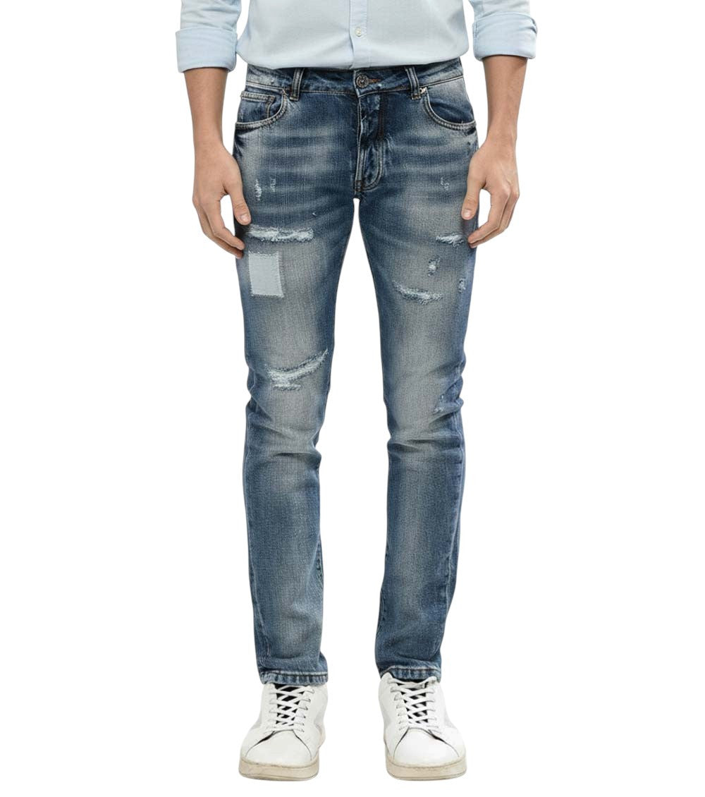 Blue Slim Distressed Jeans 1