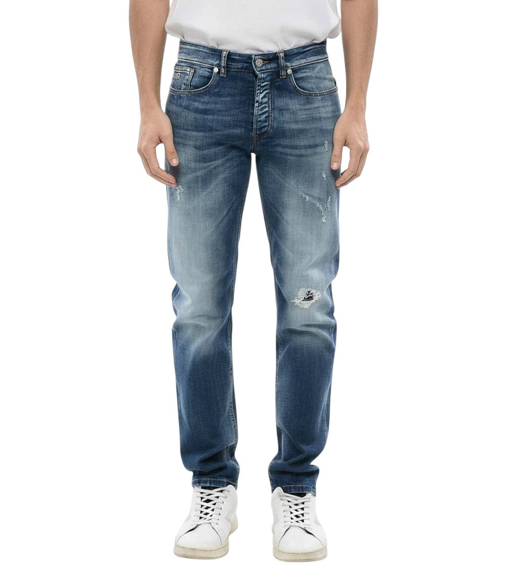 Blue Regular Distressed Jeans 1