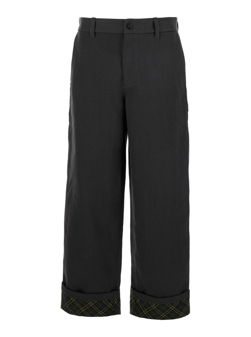 Black Logo Embroidery Pants 1