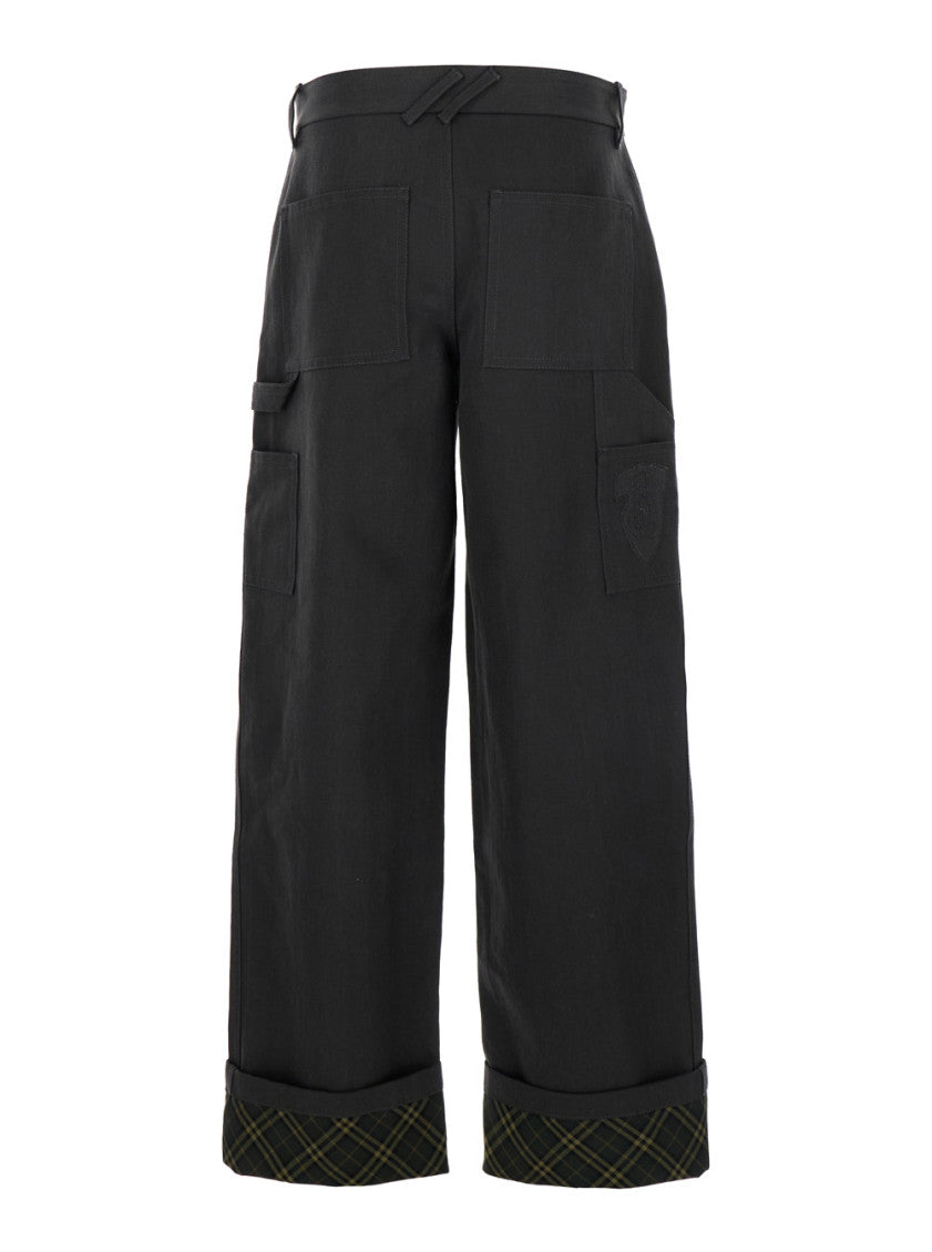 Black Logo Embroidery Pants 2