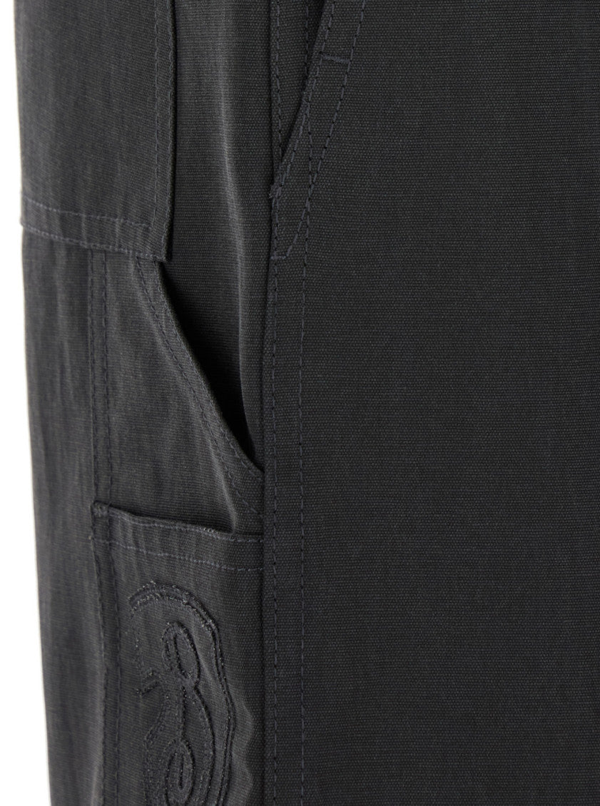 Black Logo Embroidery Pants 3