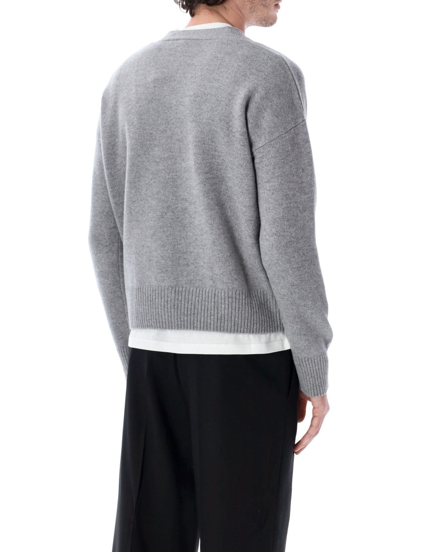 Grey V-Neck Logo Cardigan 2