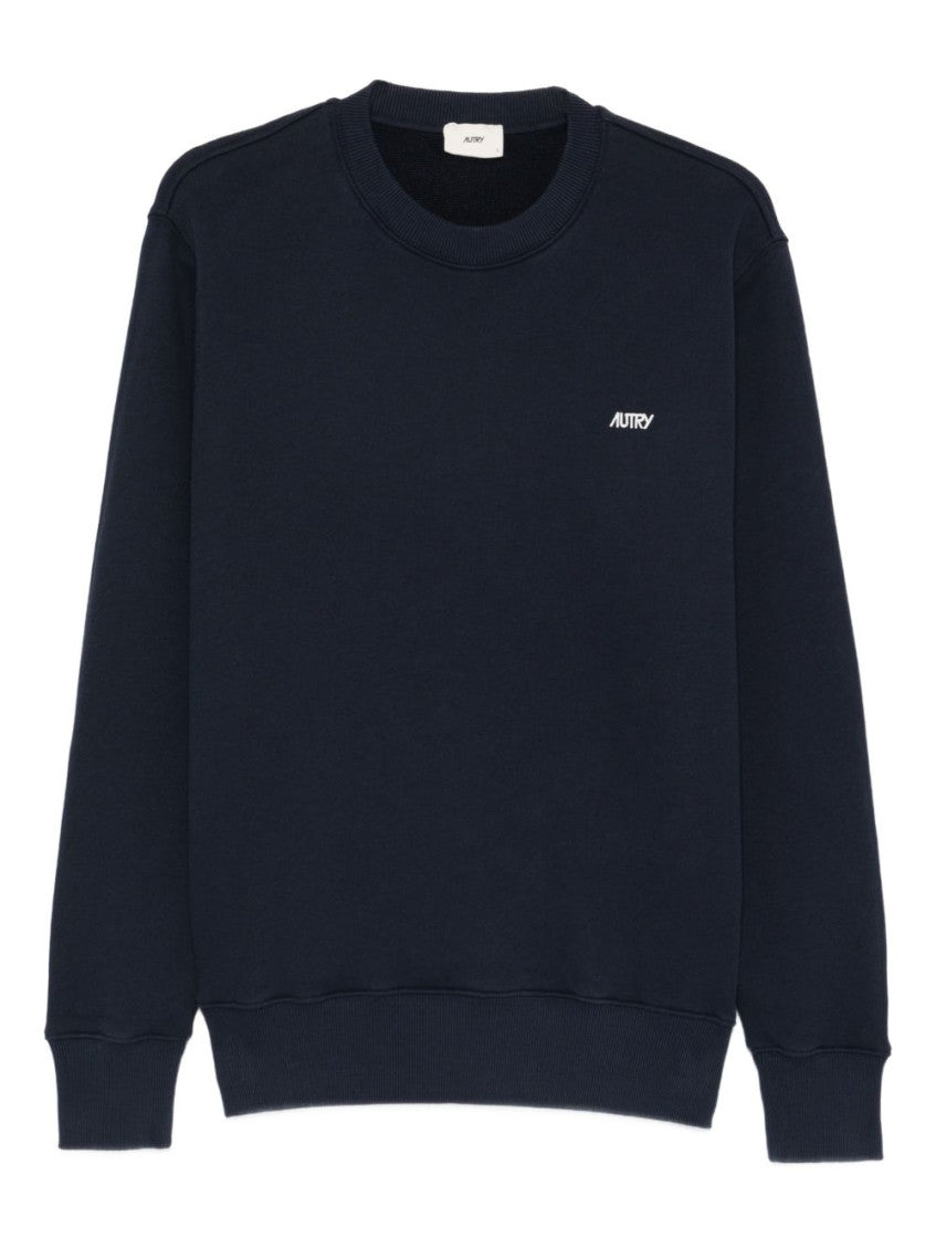 Blue Crewneck Logo Embroidery Sweatshirt 1