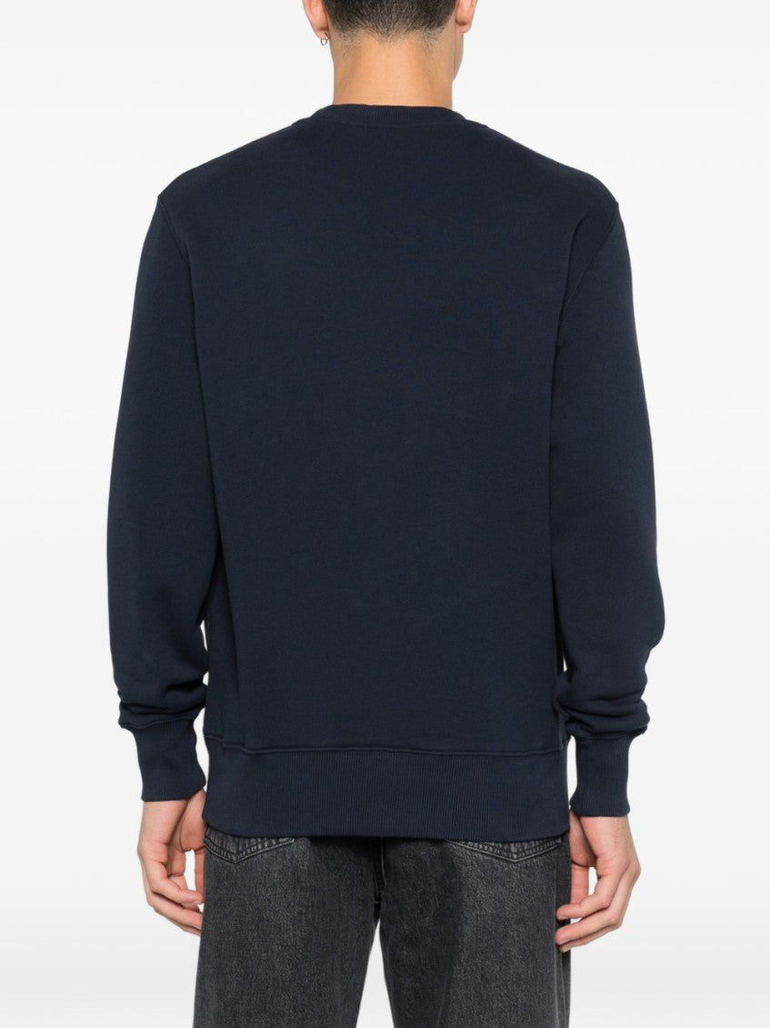 Blue Crewneck Logo Embroidery Sweatshirt 2