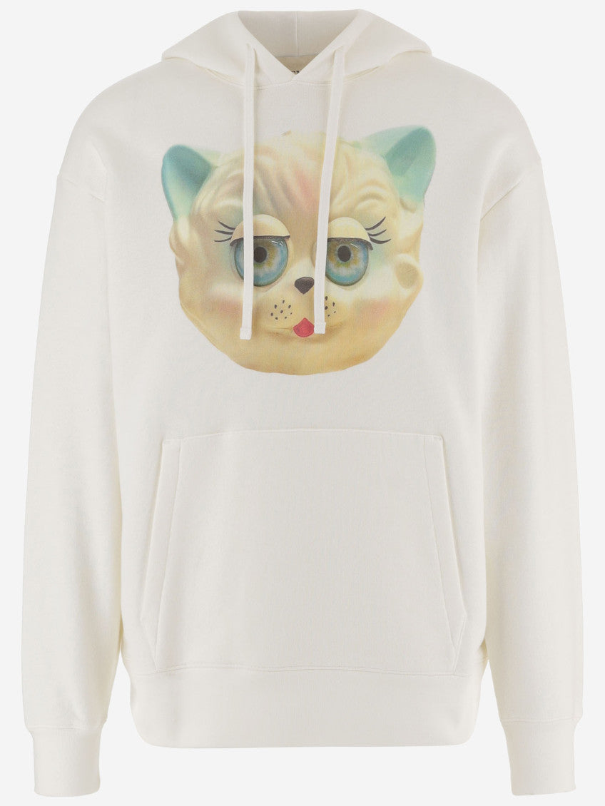 White Graphic Print Hoodie 1