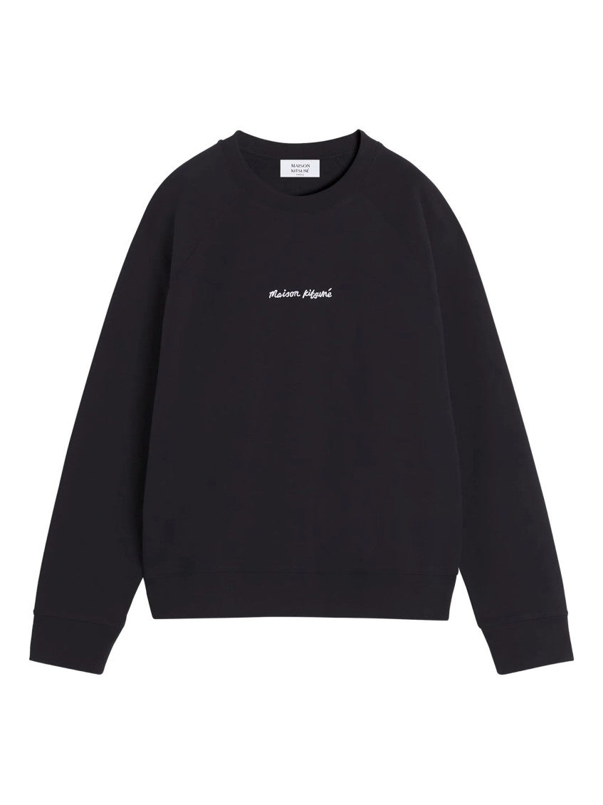 Black Crewneck Embroidered Raglan Sweatshirt 1