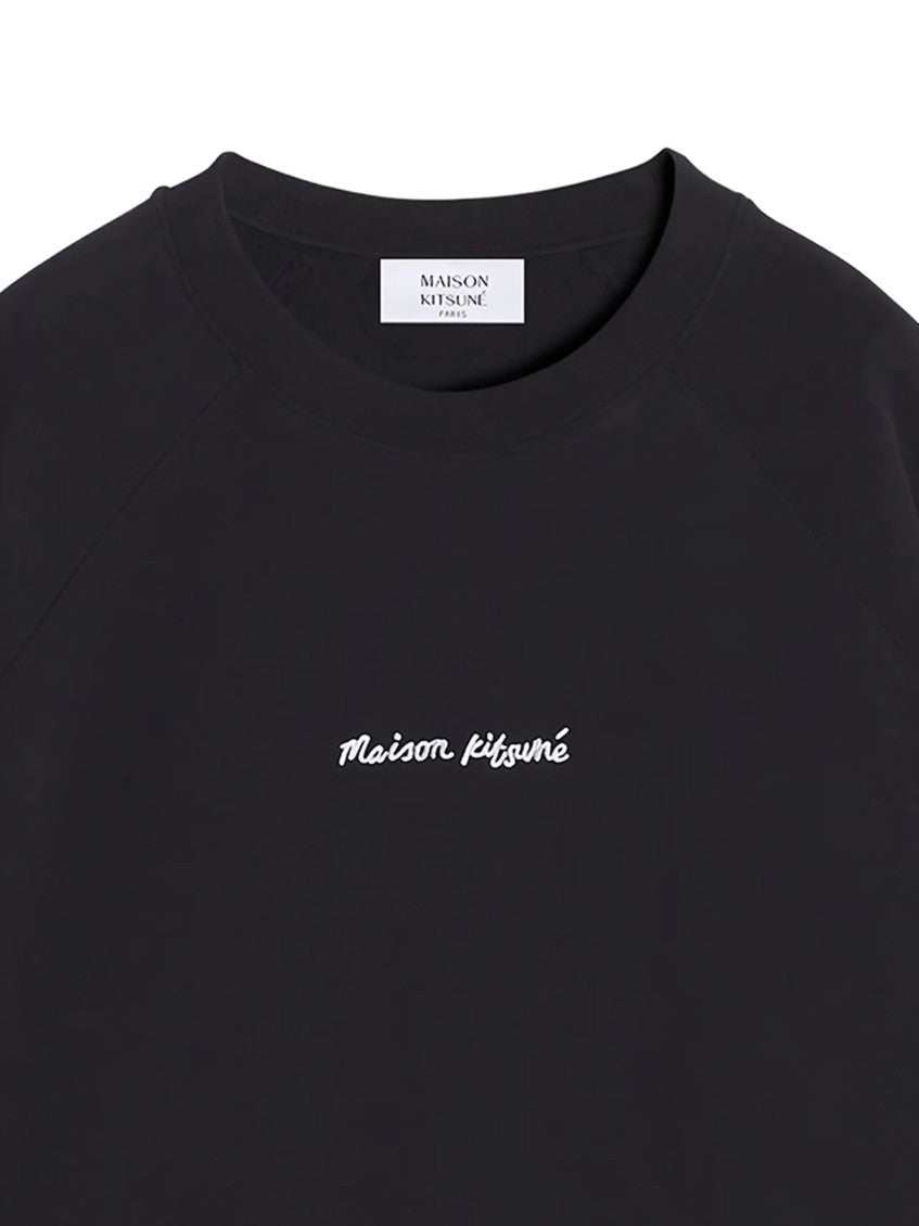 Black Crewneck Embroidered Raglan Sweatshirt 2