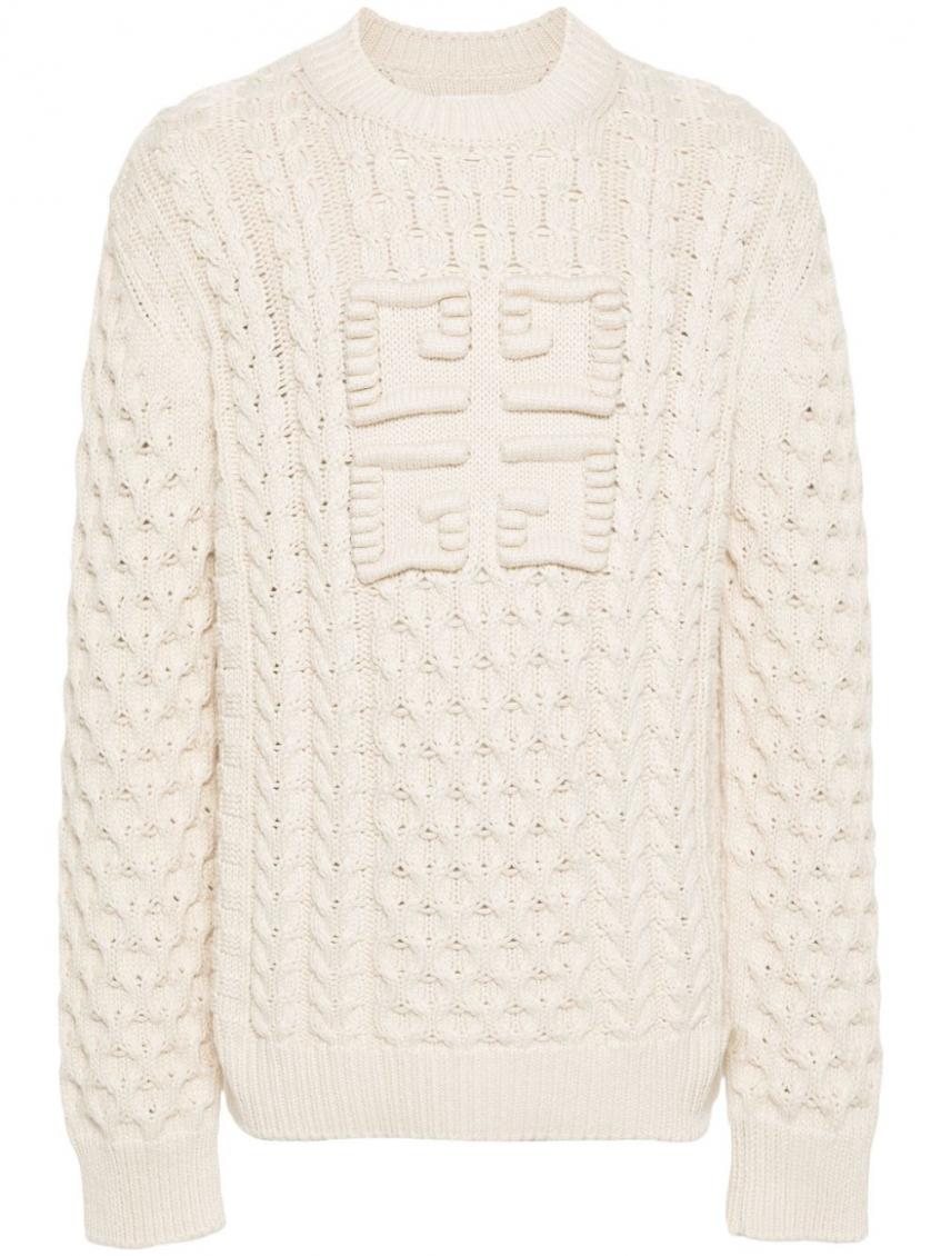 Natural Logo Cable Knit Sweater 1