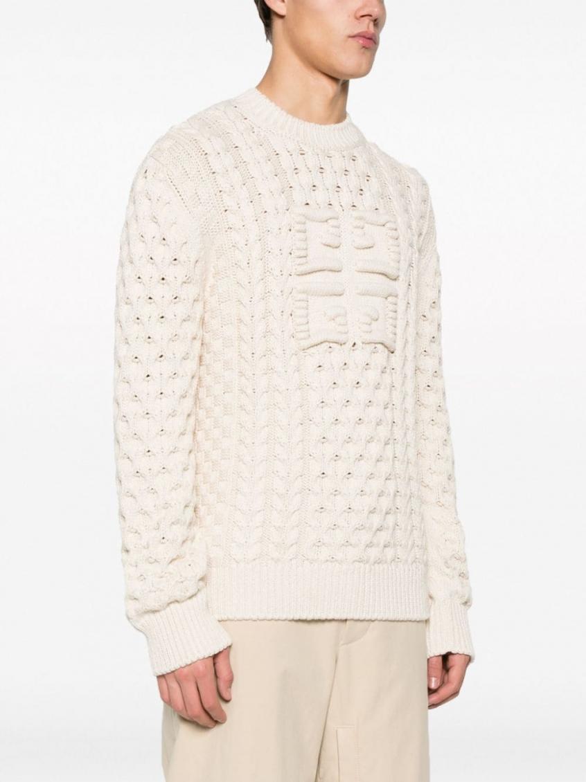 Natural Logo Cable Knit Sweater 3