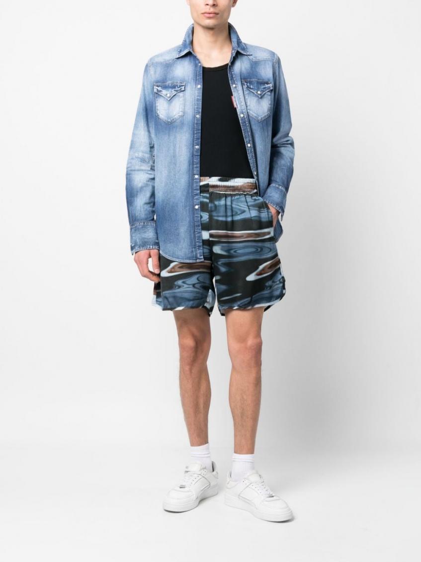 Multicolor Graphic Print Shorts 3