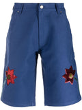 Blue Embroidered Denim Shorts 1