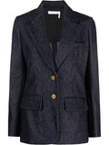 Blue Single-breasted denim jacket 1
