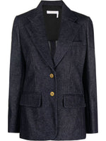Blue Single-breasted denim jacket 1
