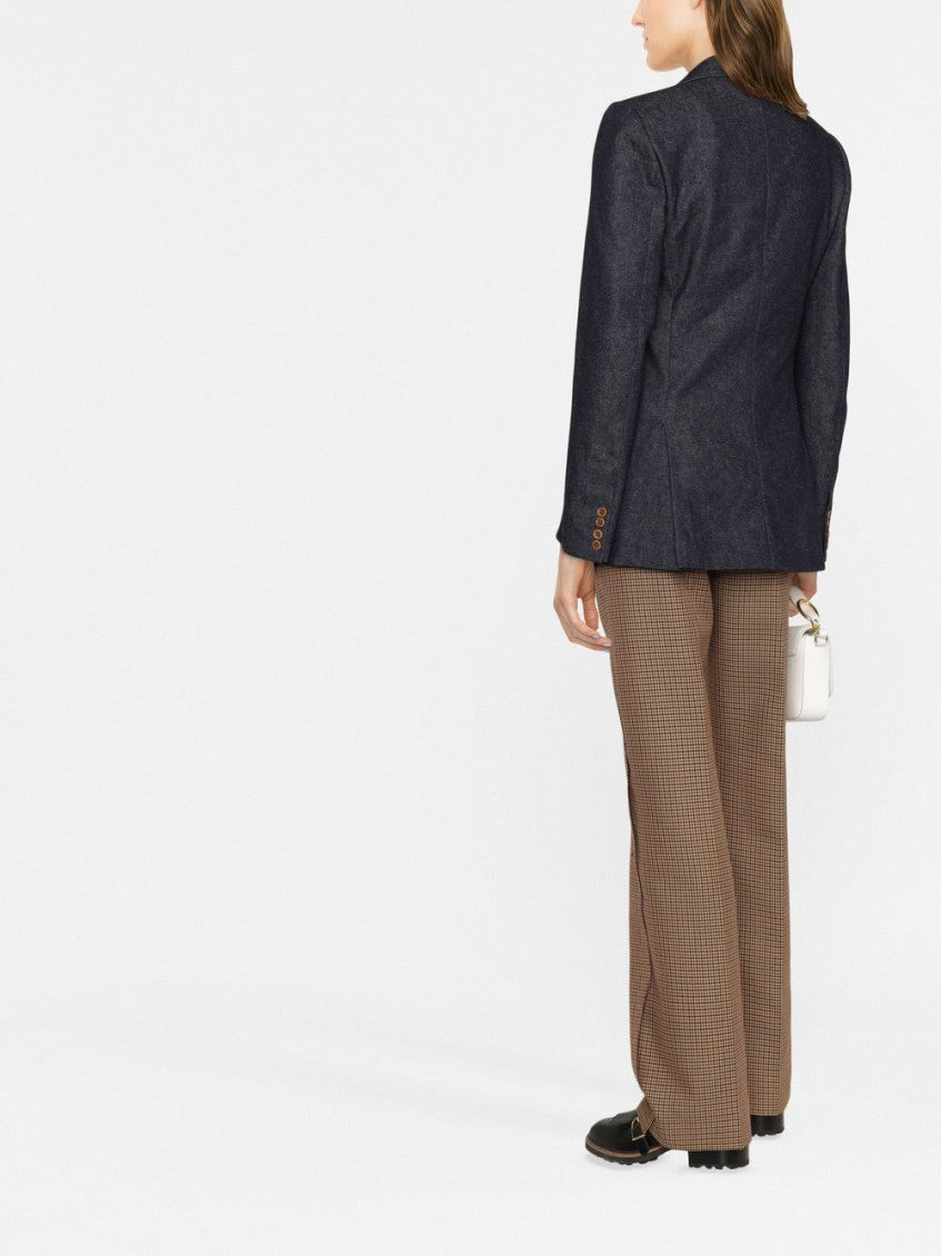 Blue Single-breasted denim jacket 4