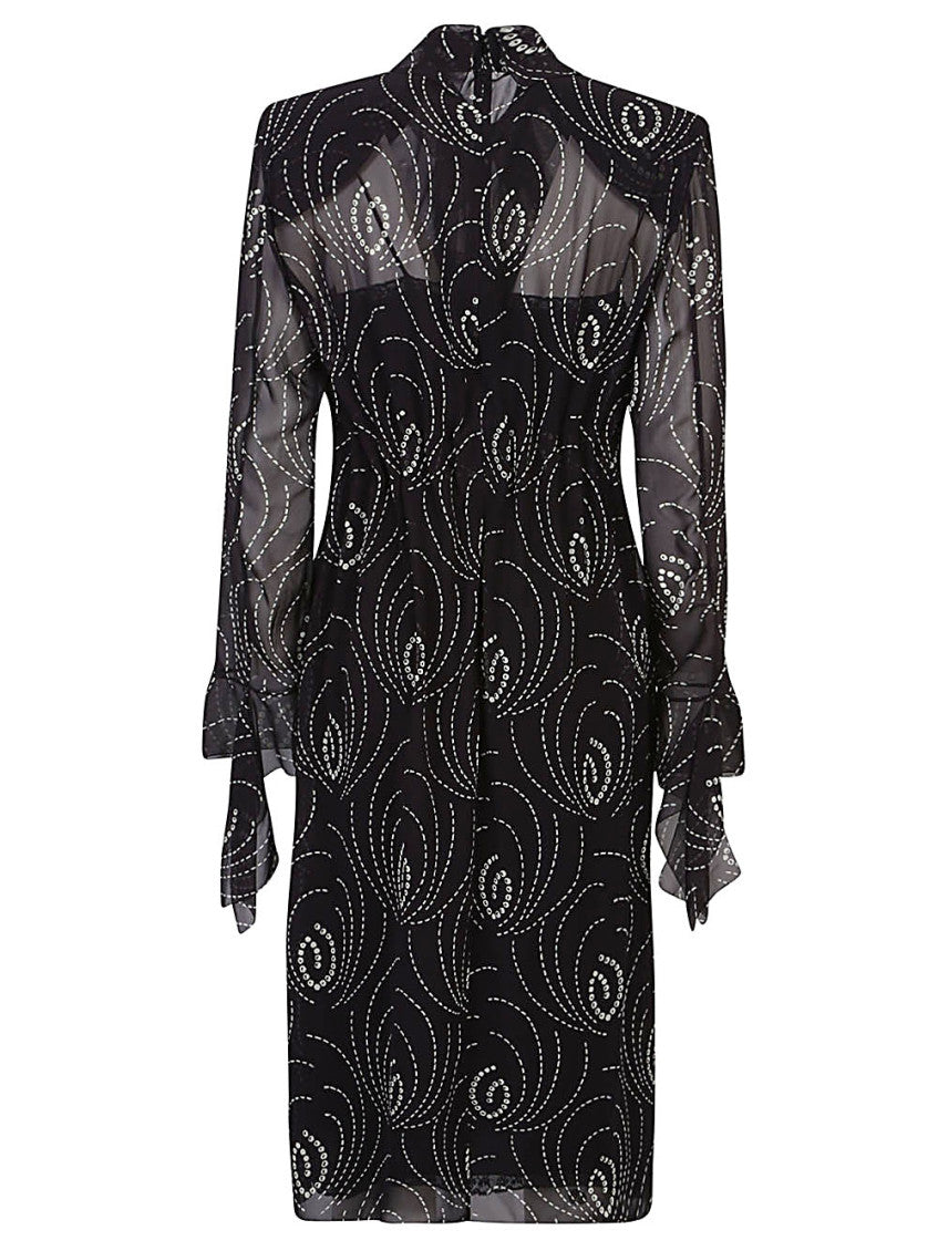 Black Printed silk blend dress 2