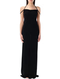 Black Draped Jersey Long Dress 1