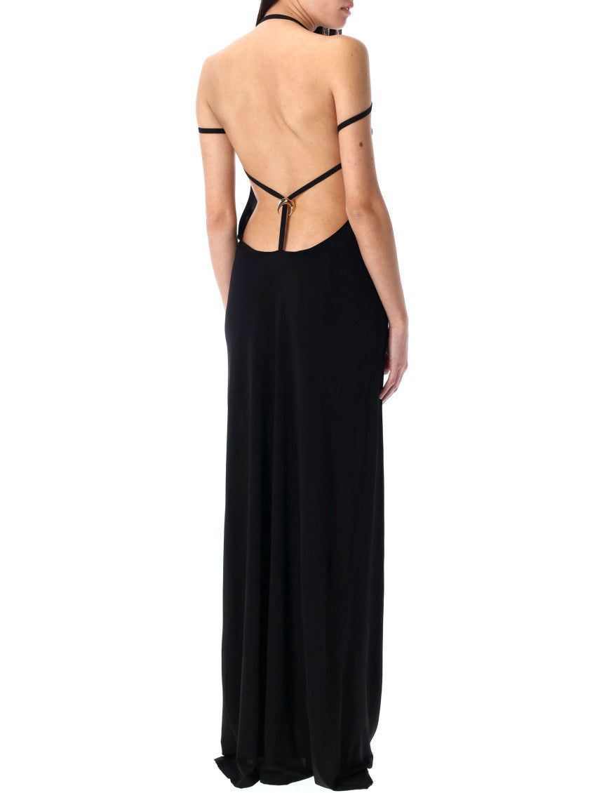 Black Draped Jersey Long Dress 2