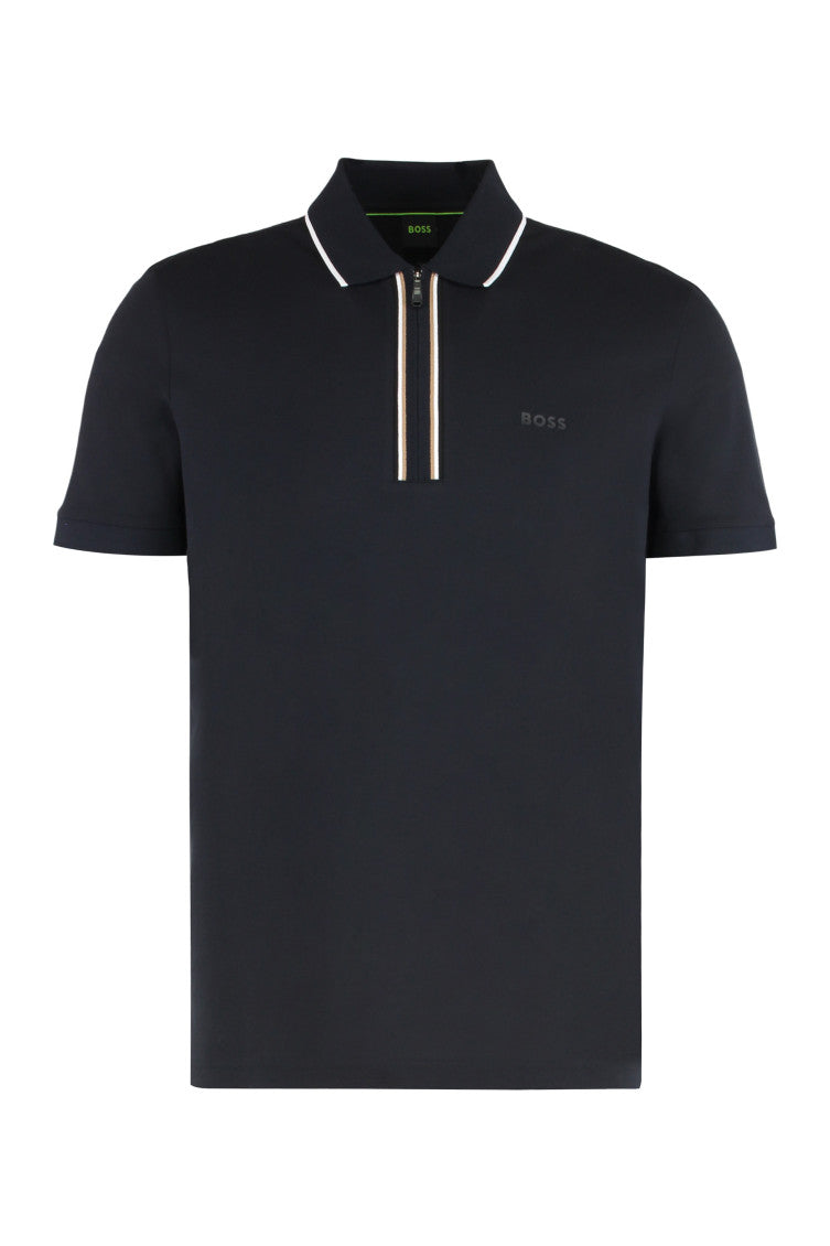 Blue Quarter Zip Logo Polo 1