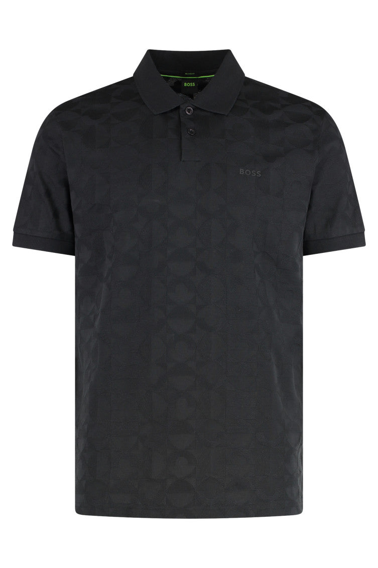 Black Textured Logo Polo 1
