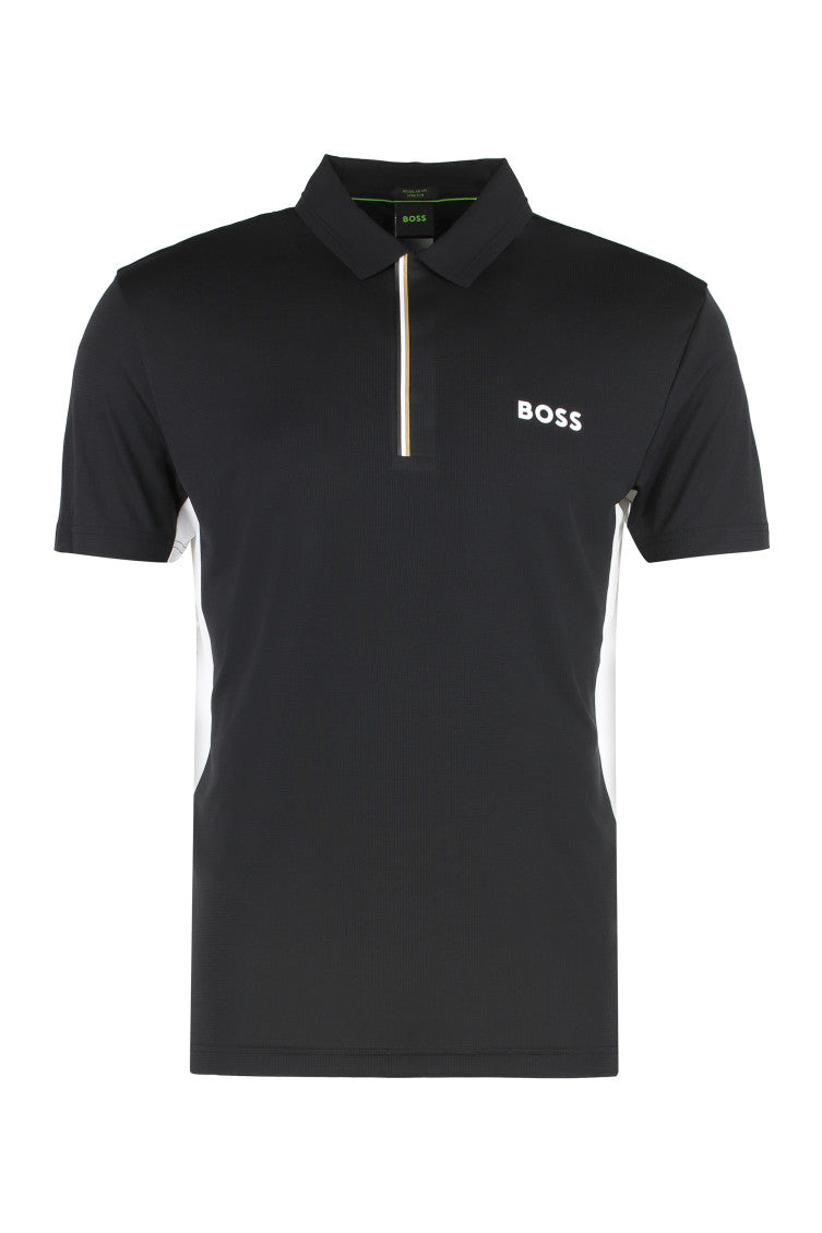 Black Logo Striped Polo 1