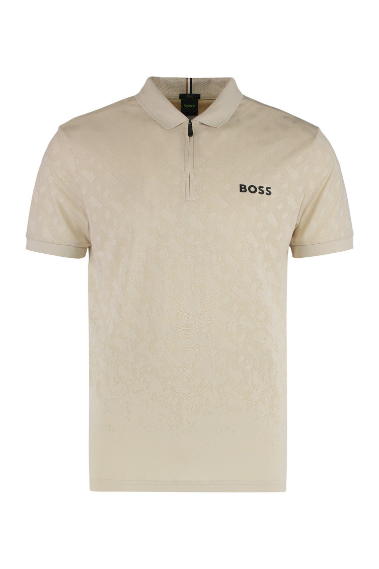 Beige Half-Zip Logo Polo 1