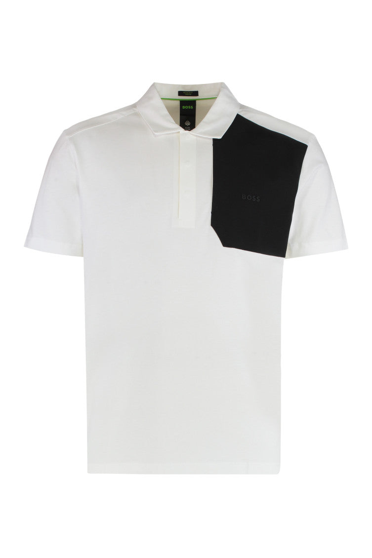White Block Panel Logo Polo 1