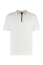 White Zipped Textured Polo 1