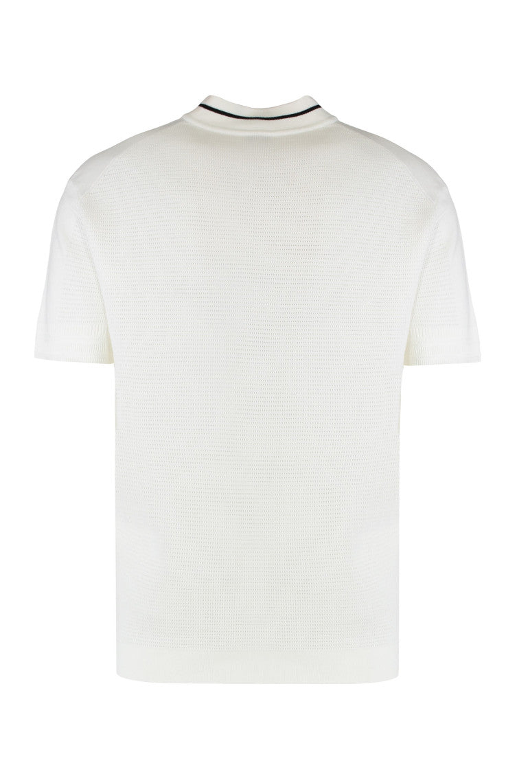 White Zipped Textured Polo 2
