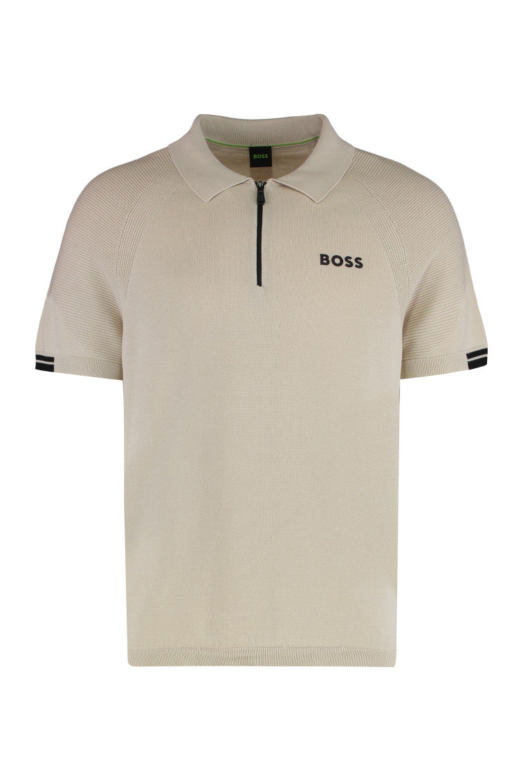 Beige Half-Zip Logo Polo 1