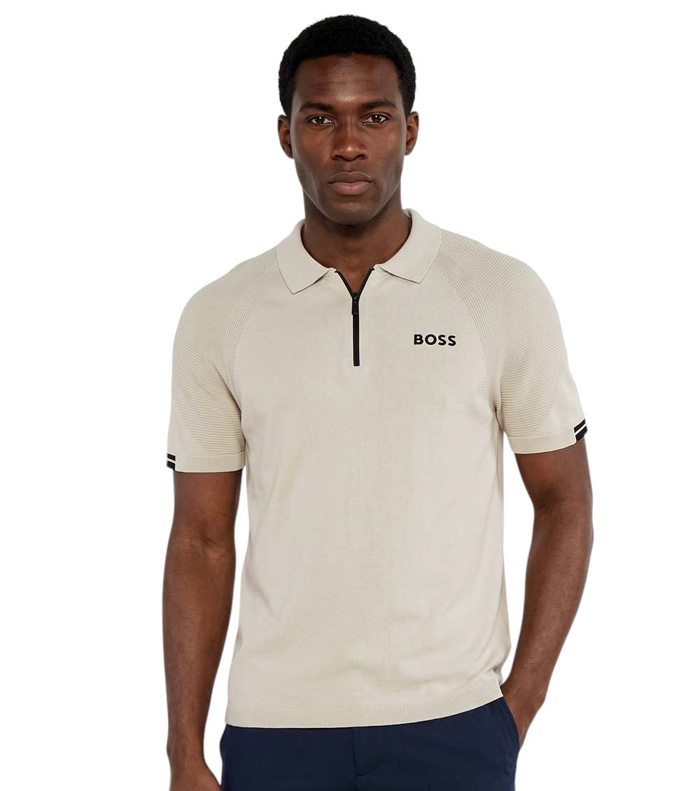 Beige Half-Zip Logo Polo 2