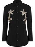 Black Star-applique Crystal-embellished Shirt 1