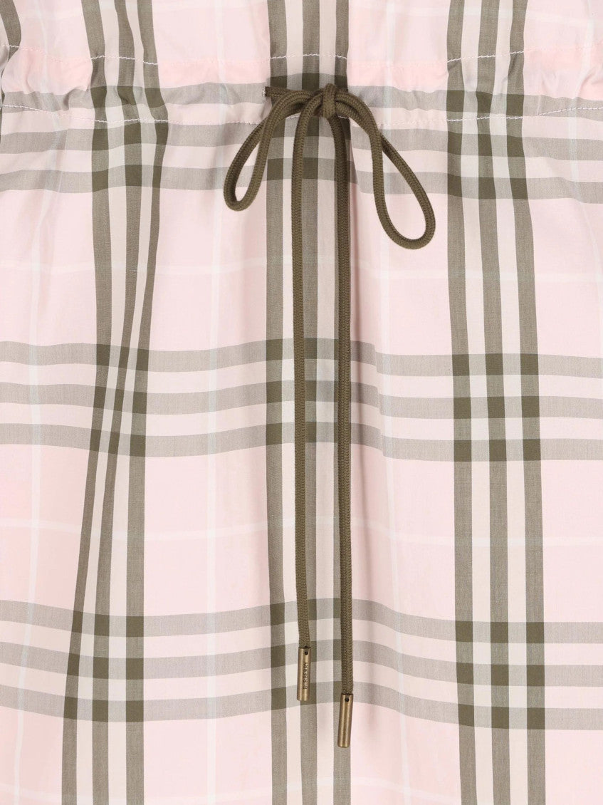 Pink Mock Collar Check Mini Dress 3
