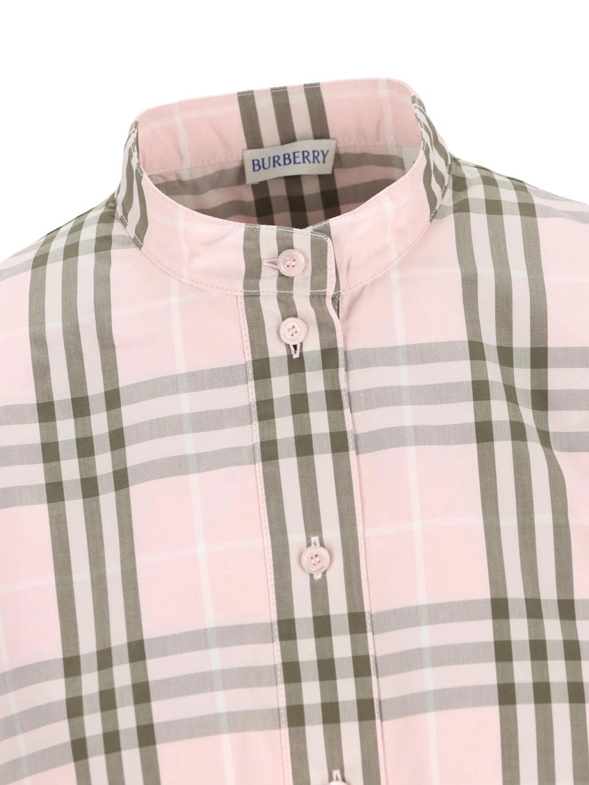 Pink Mock Collar Check Mini Dress 4