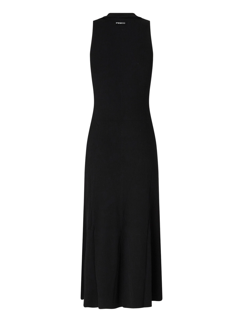 Black Mock Collar Ribbed Maxi Dress 2