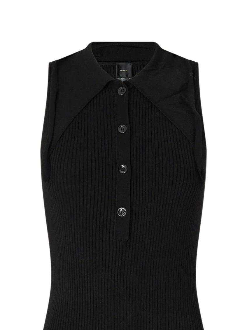 Black Mock Collar Ribbed Maxi Dress 3