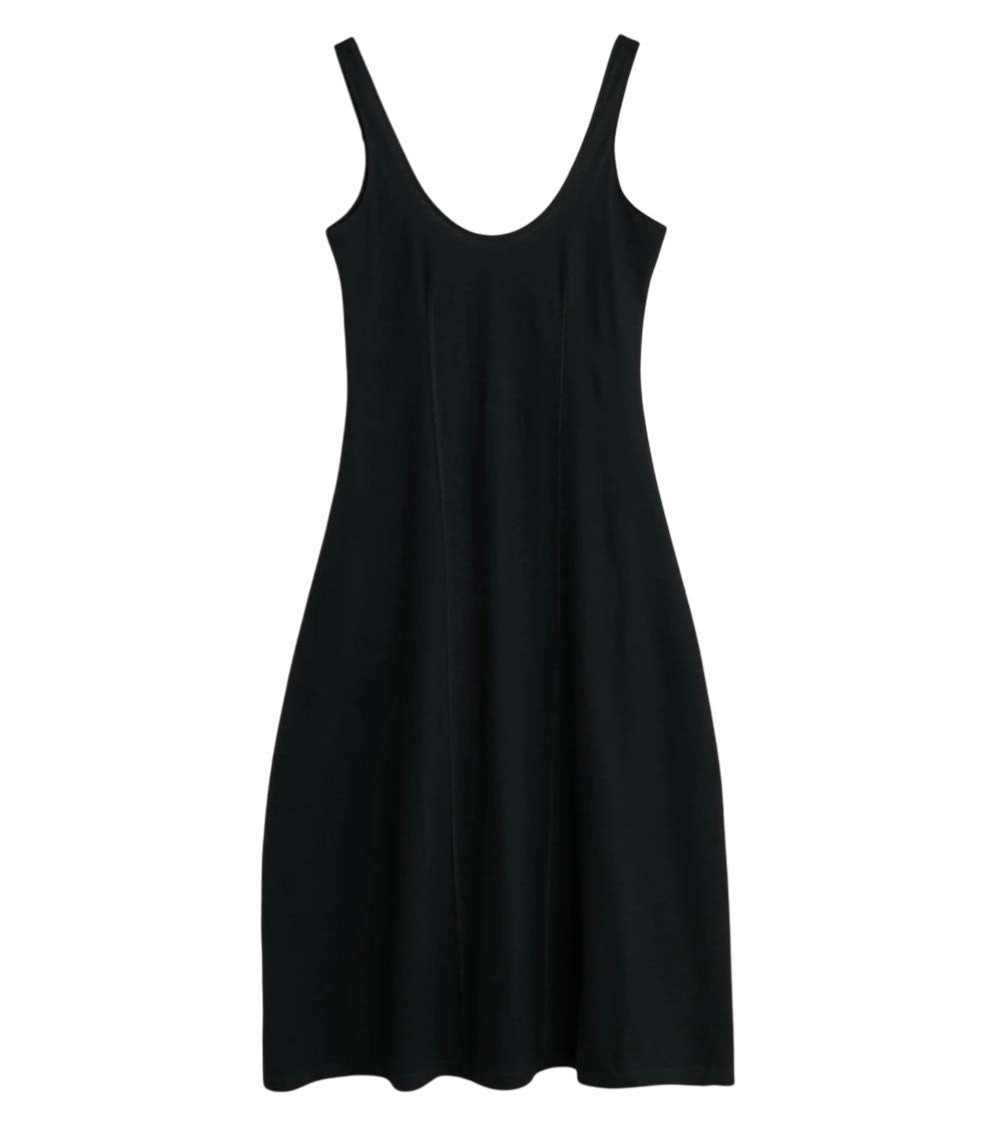 Black Round Neck Midi Dress 1