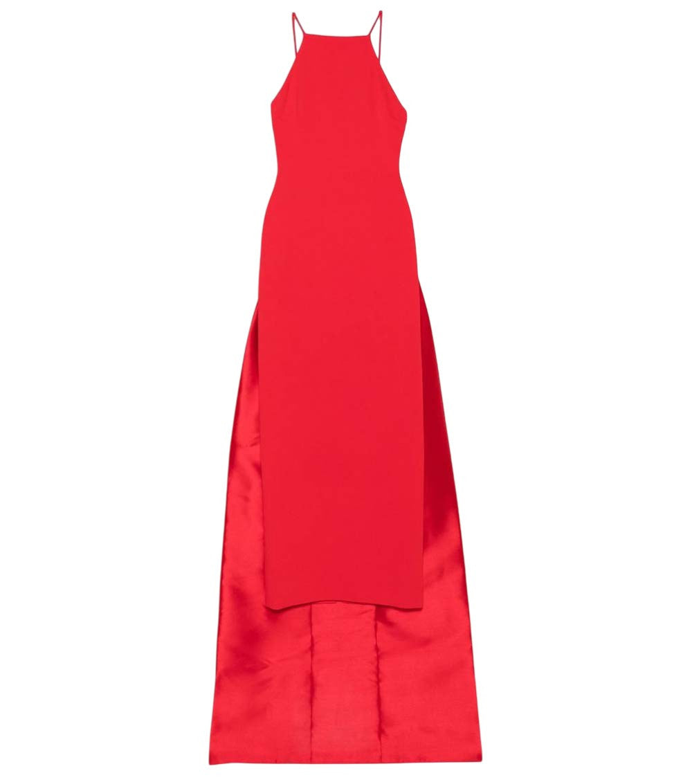 Red Halter Neck Long Dress 1