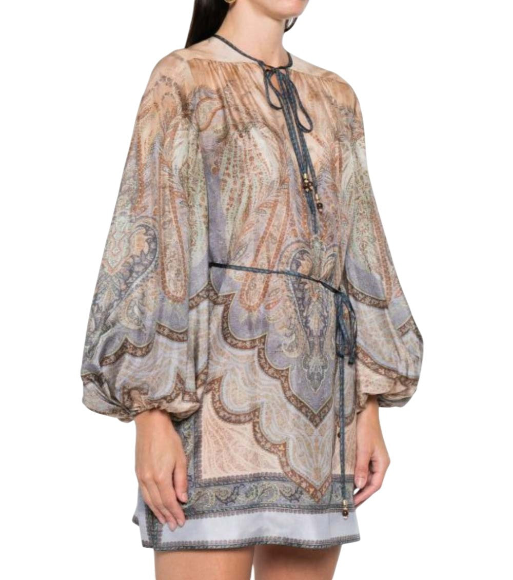 Multicolour Tie Neck Mini Dress 3